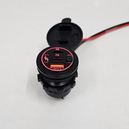 12V 24V 3.0 QC PD Type C USB Fast Charger Socket for Car Boat RV Red