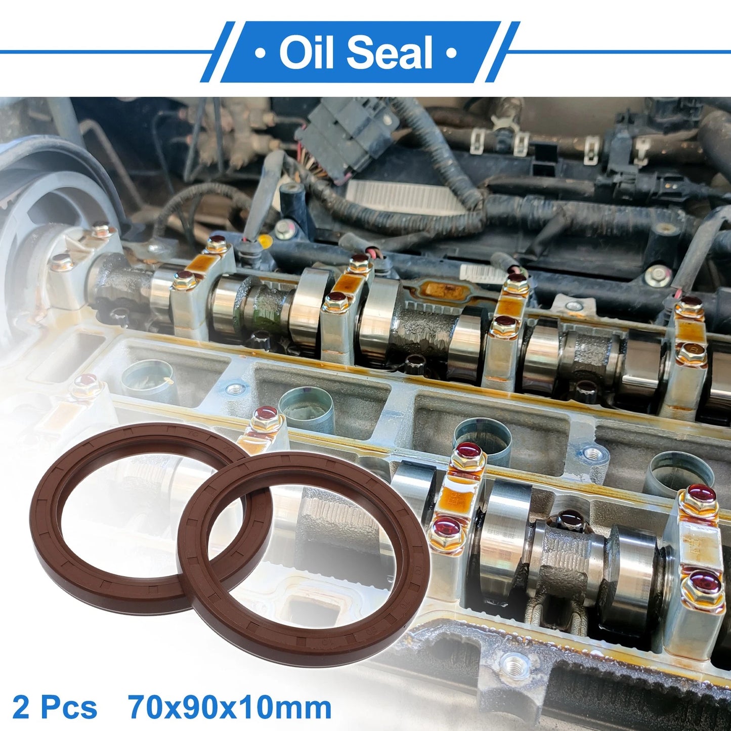 Oil Seal 70x90x10mm Brown 2 x Seal Ring Rotary Shaft Seal FKM Rubber