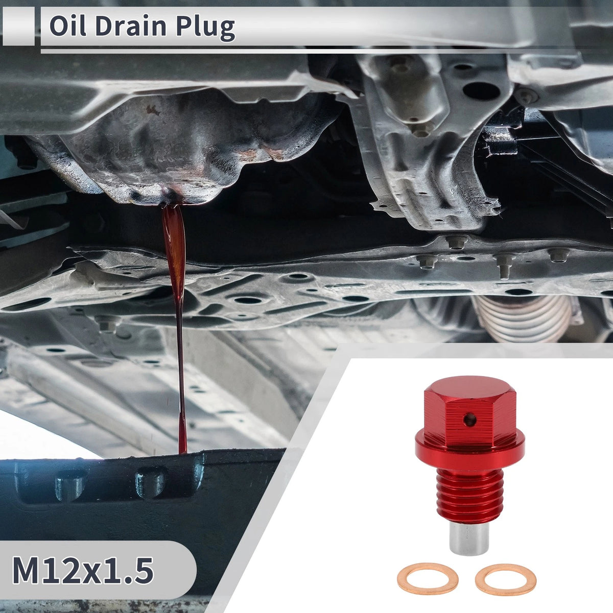 Set M12x1.5 Engine Oil Drain Plug with Gasket for Car Motorcycle Boat