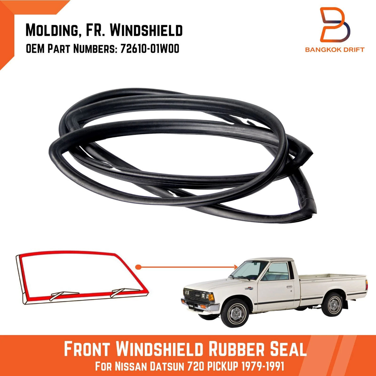 Front Windshield Weatherstrip Seal for Nissan 720 Ute (1980-1986)