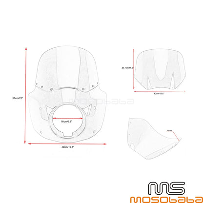 Front Headlight Fairing w/ Extension Blocks for Harley Motorcycle