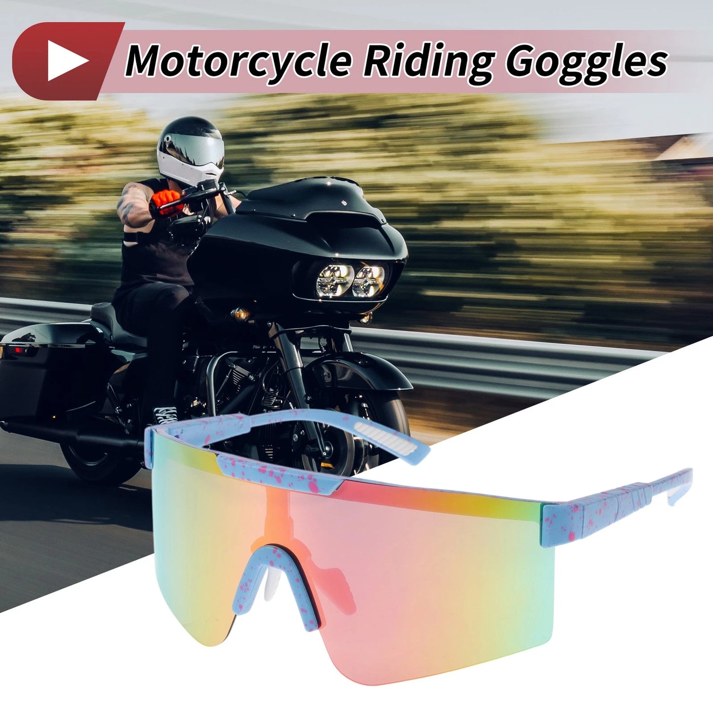 Goggles / Motorcycle Goggles Purple Lens Blue Red Frame Tri-acetel Cellulose PC