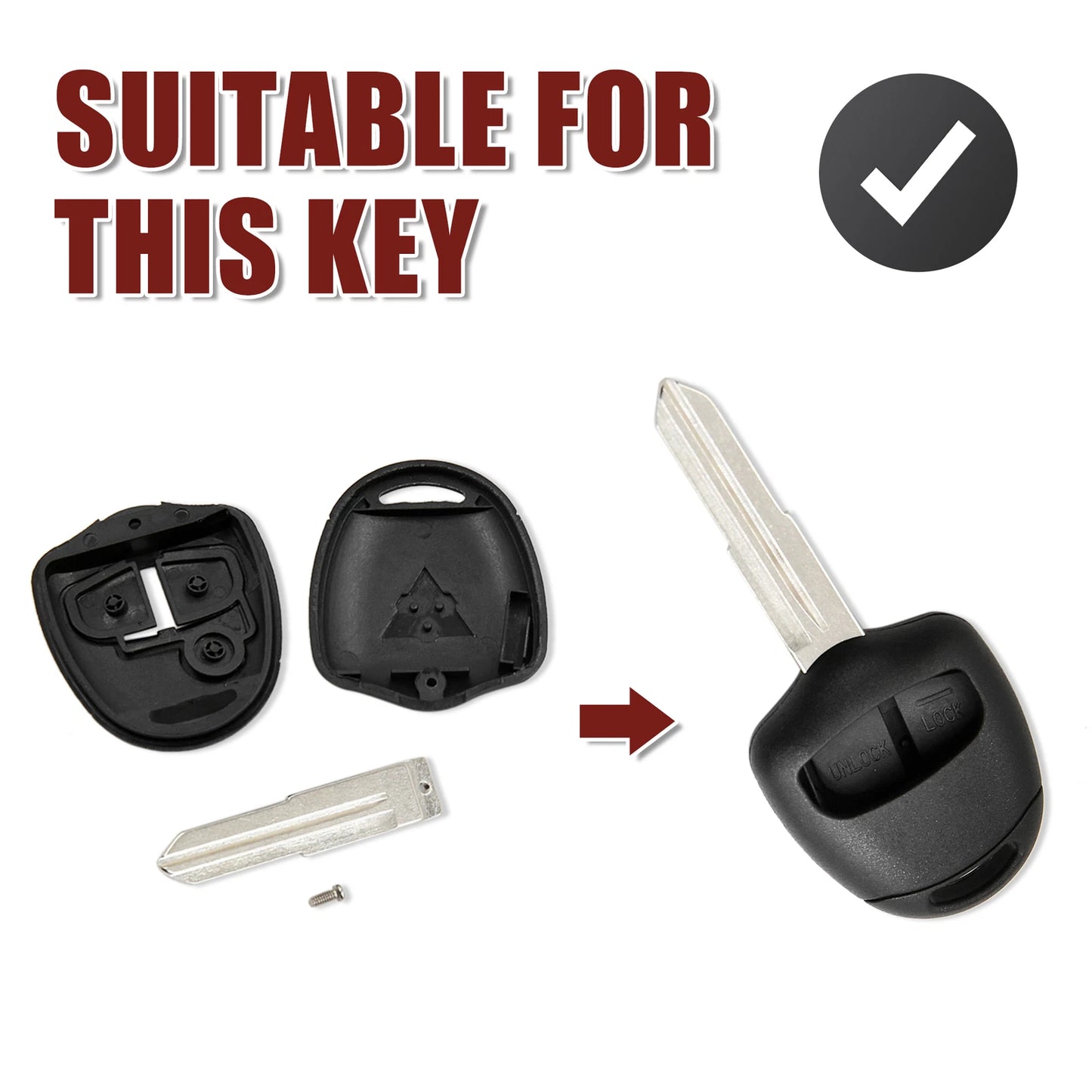 Key Fob Shell Case for Mitsubishi Outlander L200 (2003-2023)