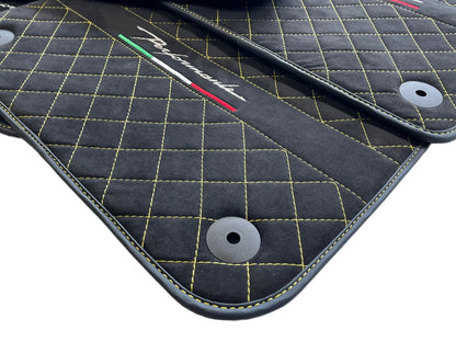 Alcantara Floor Mats for Lamborghini URUS 2018-2024 2 x Yellow Stitching