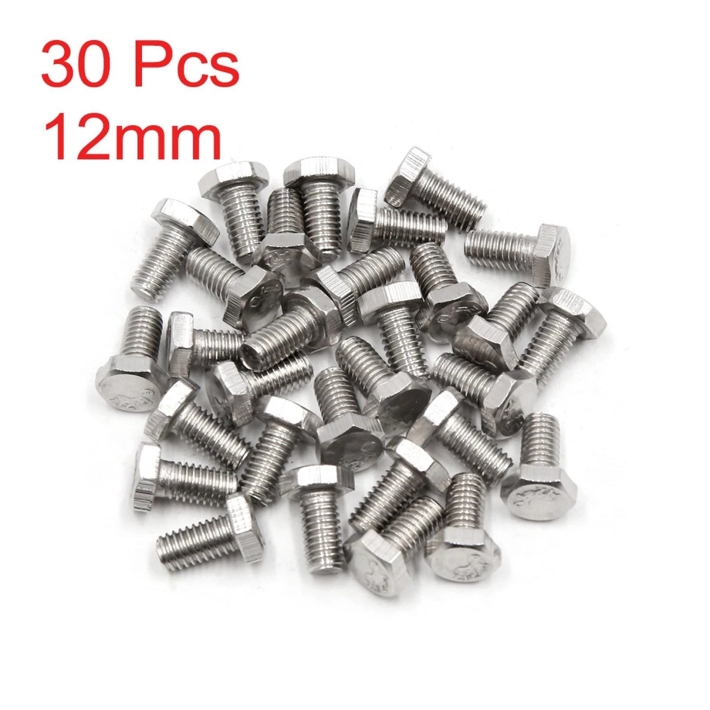 30Pcs M6 x 12mm 304 Stainless Hex Socket Head Screws for Car Motorcycle