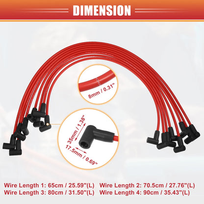 8pcs Spark Plug Wire Ignition Coil Cable for Chevy Small Block HEI Cap