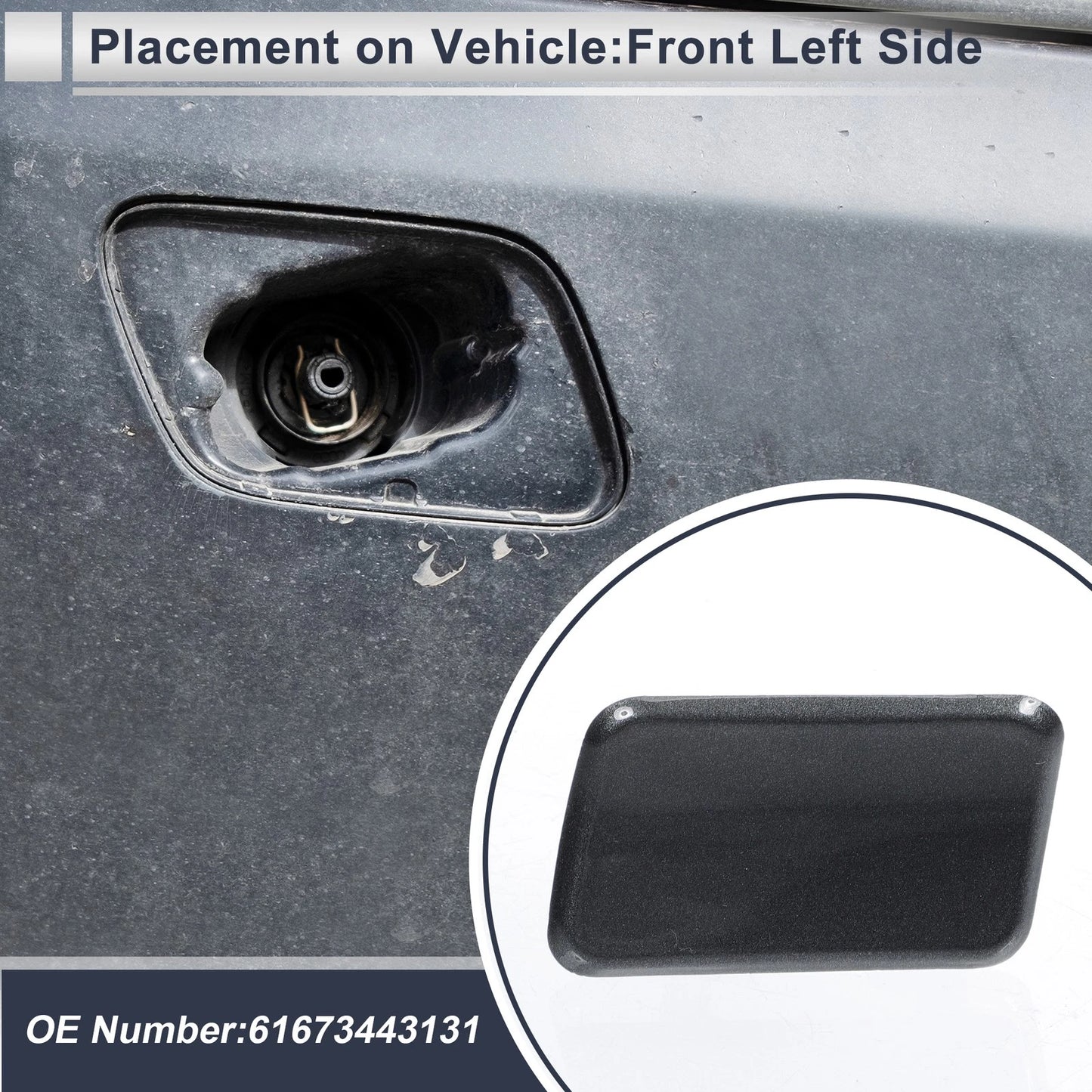 Front Left Side Bumper Headlight Washer Nozzle Cover Cap for BMW X3 Grey