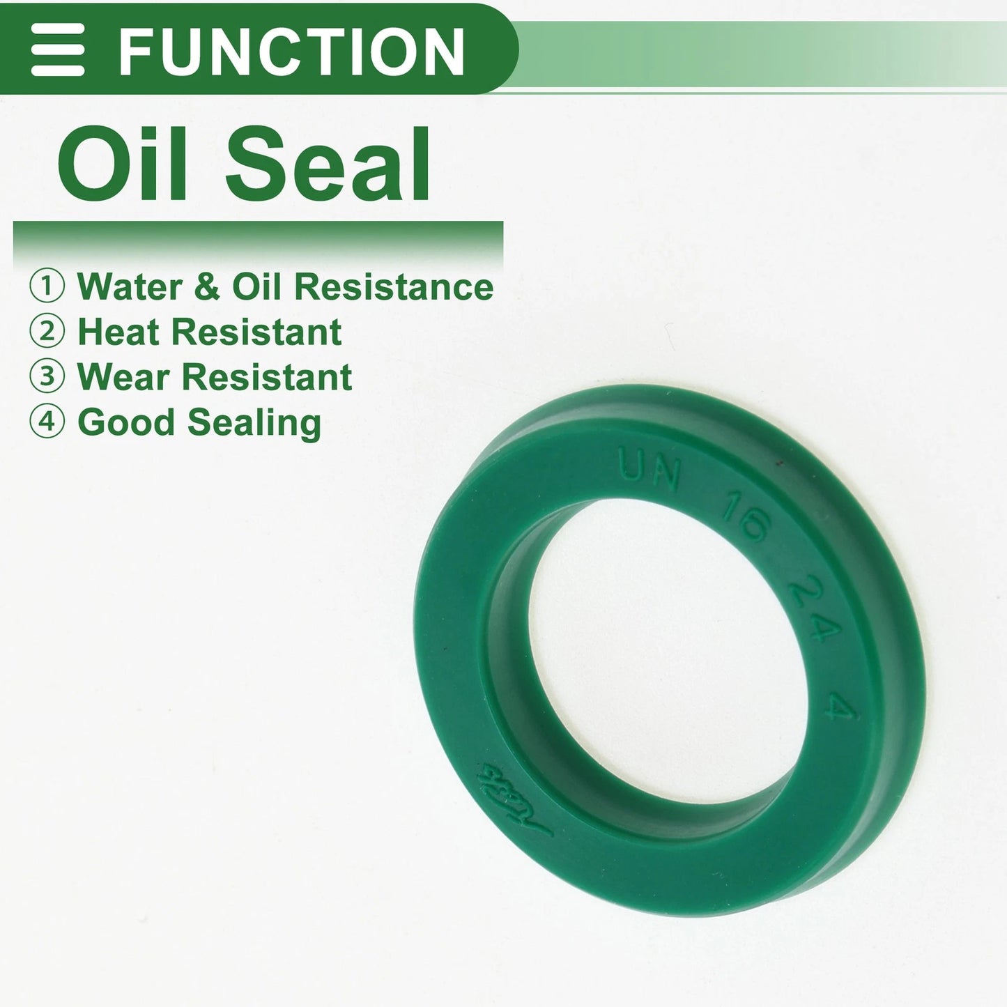 Oil Seal 16x24x4mm TPU High Pressure Green 5 Pcs