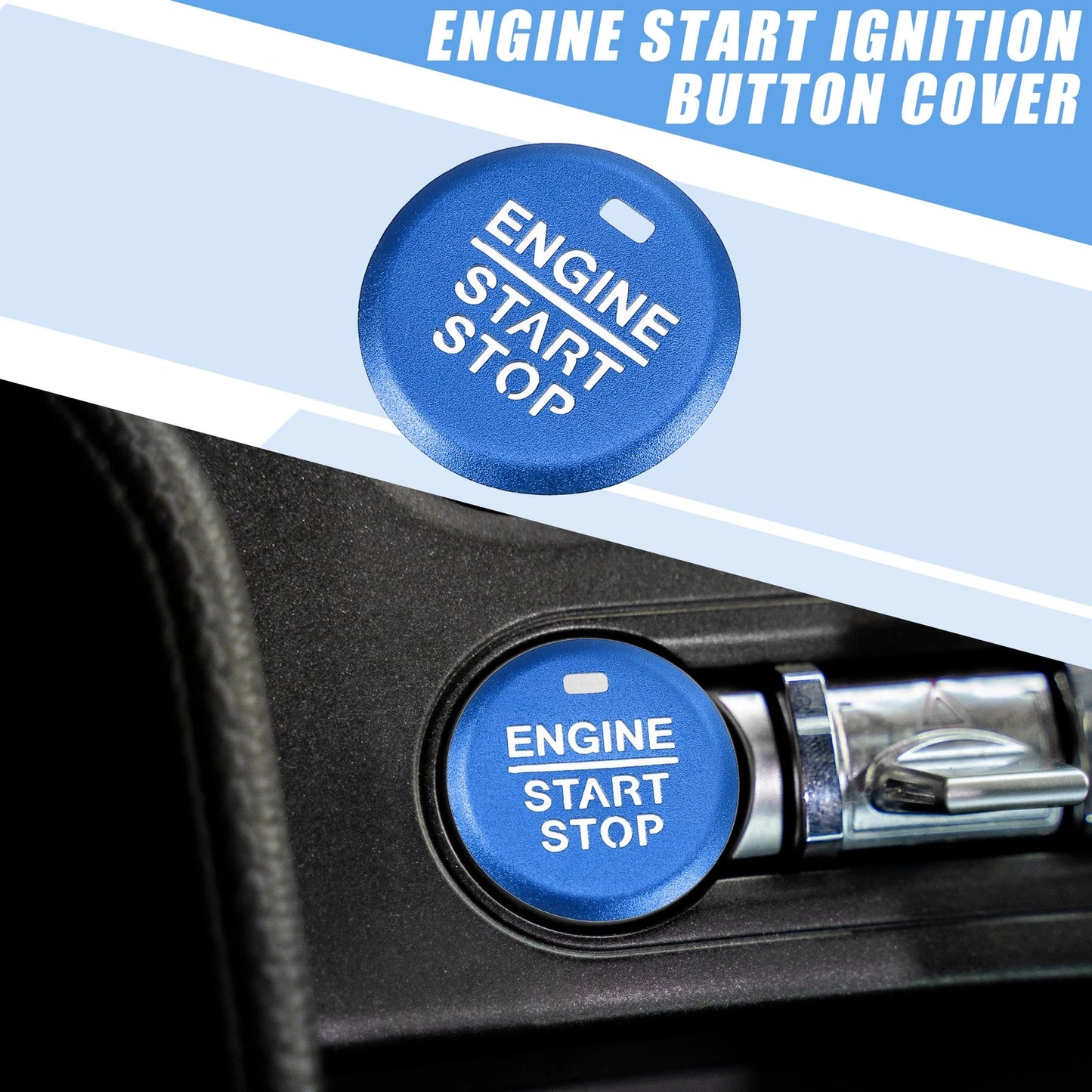 Engine Start Stop Ignition Button Cover for Ford Mustang (2015-2021) Blue