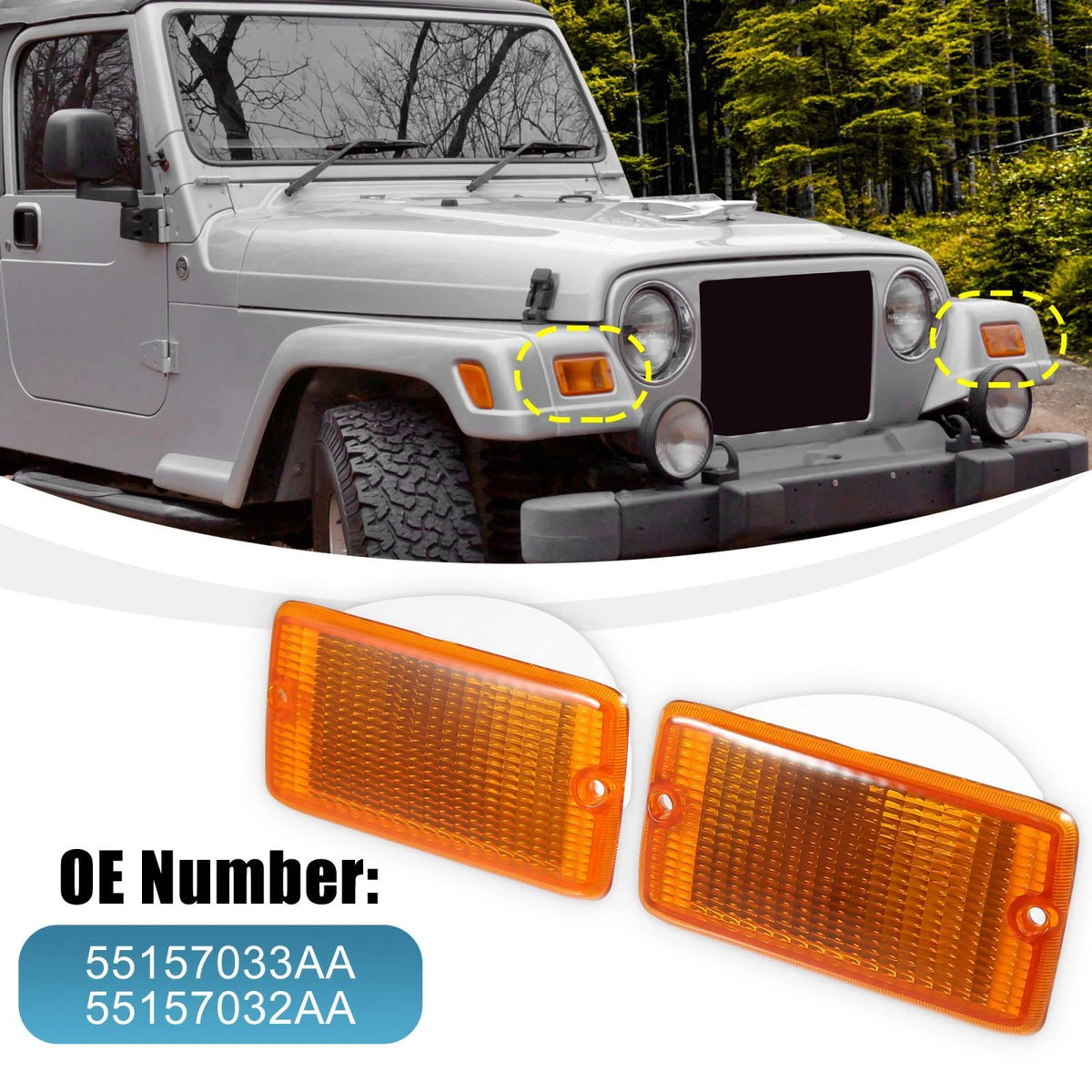 Car Turn Signal Lamp Housing Pair for Jeep Wrangler (2001-2006)