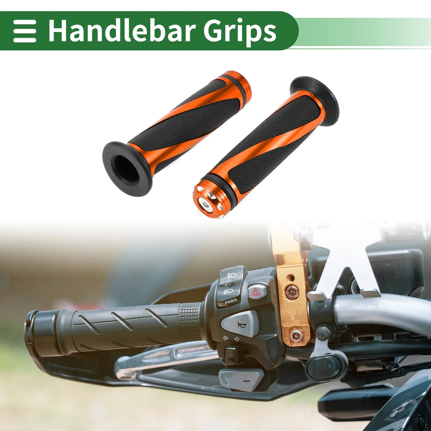 Hand Grips 7/8" 22mm Motorcycle Grips Rubber Black Orange for Motorcycle