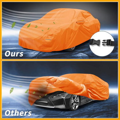 Waterproof All Weather Car Cover for Lexus LC - Orange Cotton with Zipper