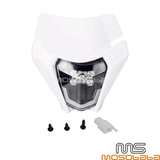 1X LED Headlight & White Cover for KTM 450/500 EXC, FREERIDE 250 F (2017-2023)