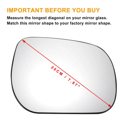 Right Side White Mirror Glass w/ Back for Toyota Verso (2009-2012)