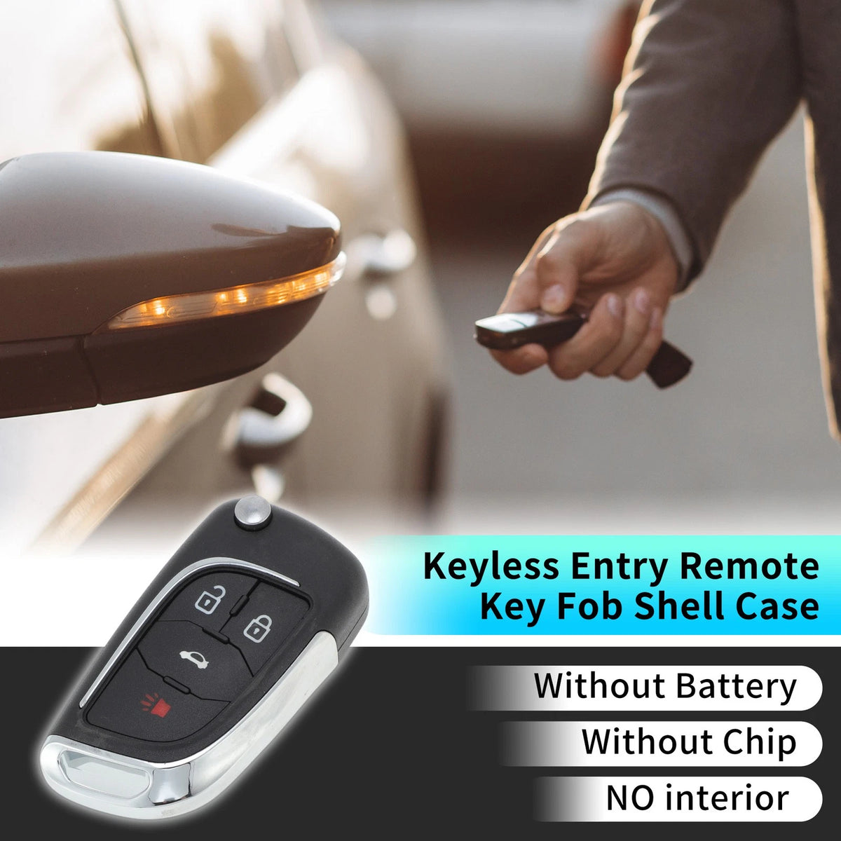 4 Buttons Key Fob Shell Case Keyless for Chevrolet Camaro Equinox (2010–2019)
