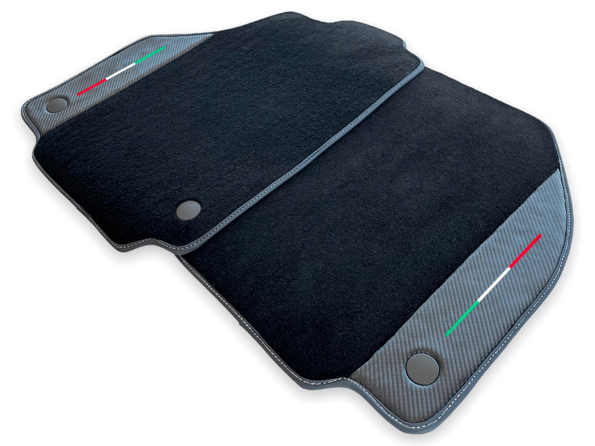 Floor Mats for Ferrari F8 Spider Black Carbon Leather Tailored (2020-2023)