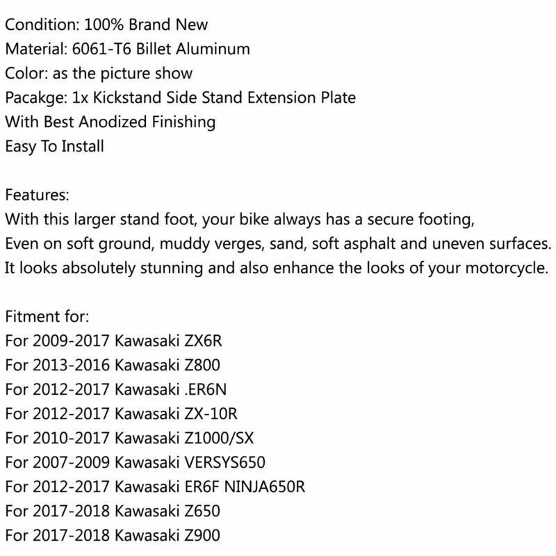 Kickstand Side Plate for Kawasaki Z1000 ZX-10R ER6F (2003-2023)