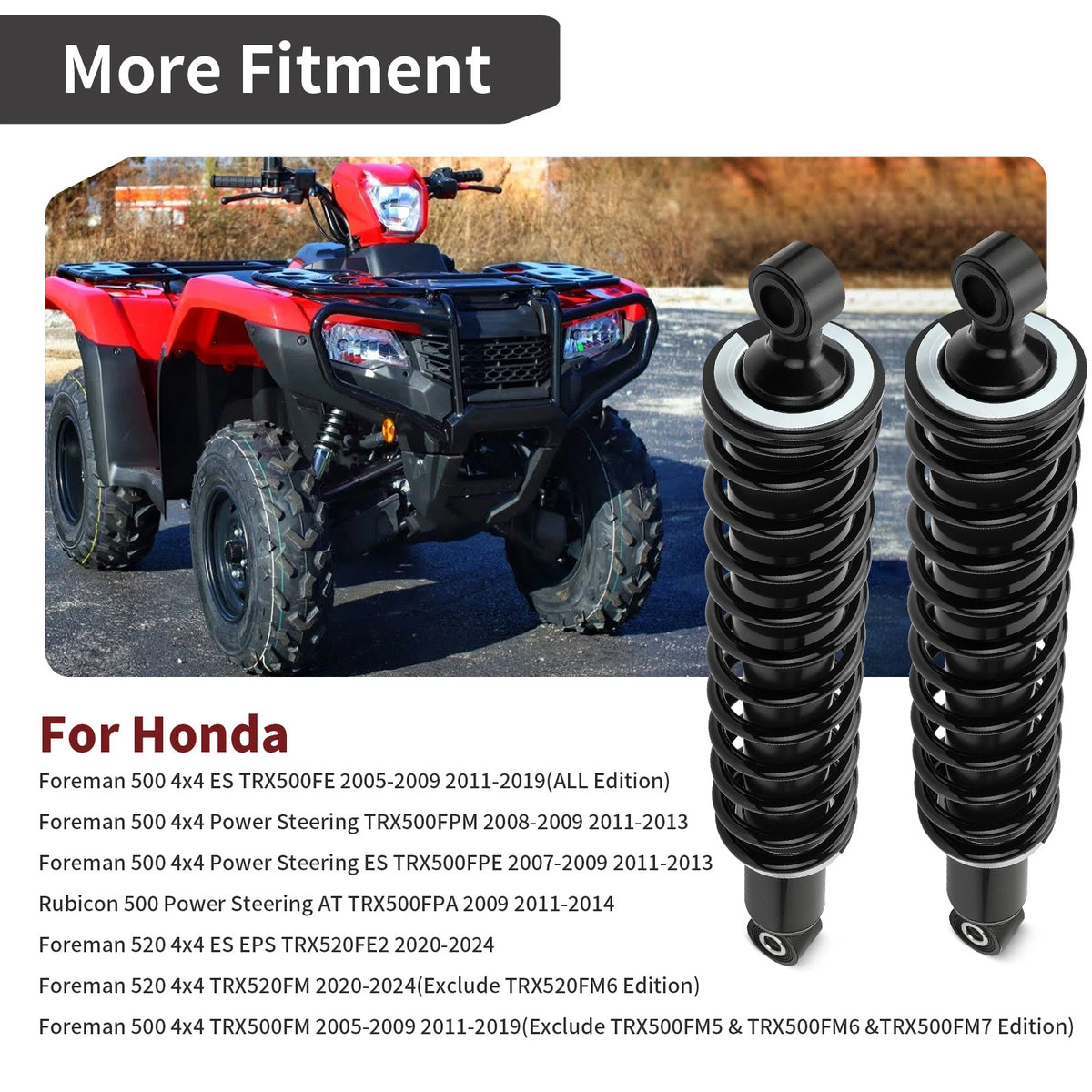 2x Front Shock Absorber for Honda Foreman 500 TRX500FPE 4x4 (2007–2013)