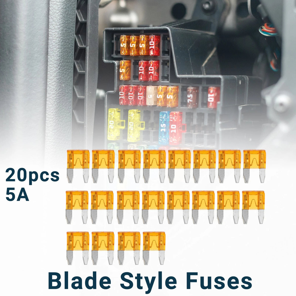 5A Mini Blade Fuses 20 x Short Circuit Protection for Car - Orange