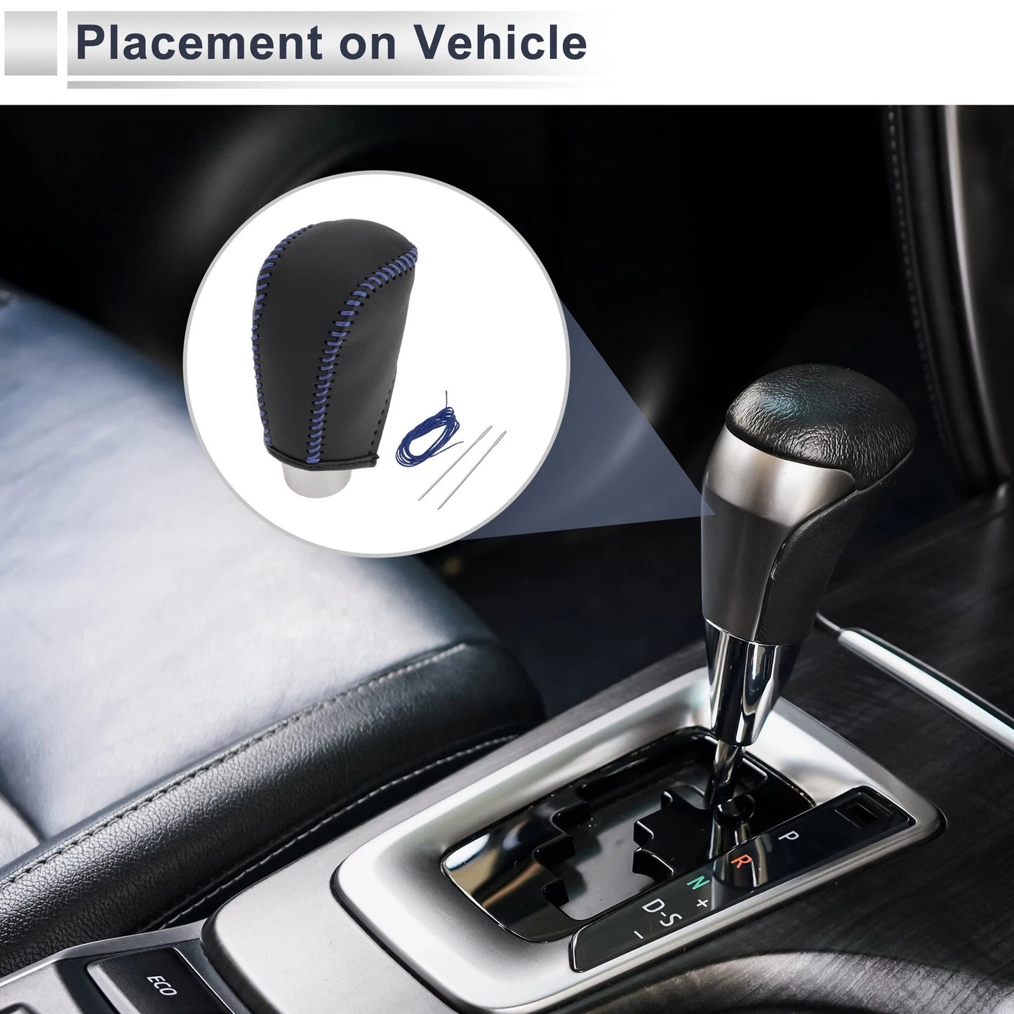 Black Blue Faux Leather Gear Shift Knob Cover for Toyota Corolla (2009-2013)