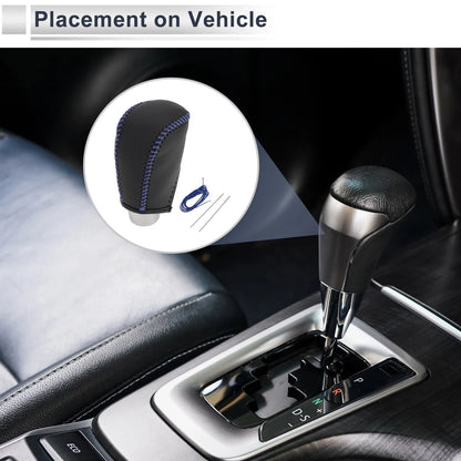 Black Blue Faux Leather Gear Shift Knob Cover for Toyota Corolla (2009-2013)