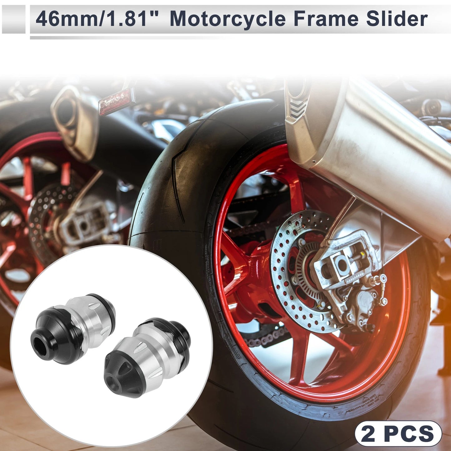 Slider Frame / 15mm / 2 x Aluminum Alloy Plastic Silver Tone for Motorcycle