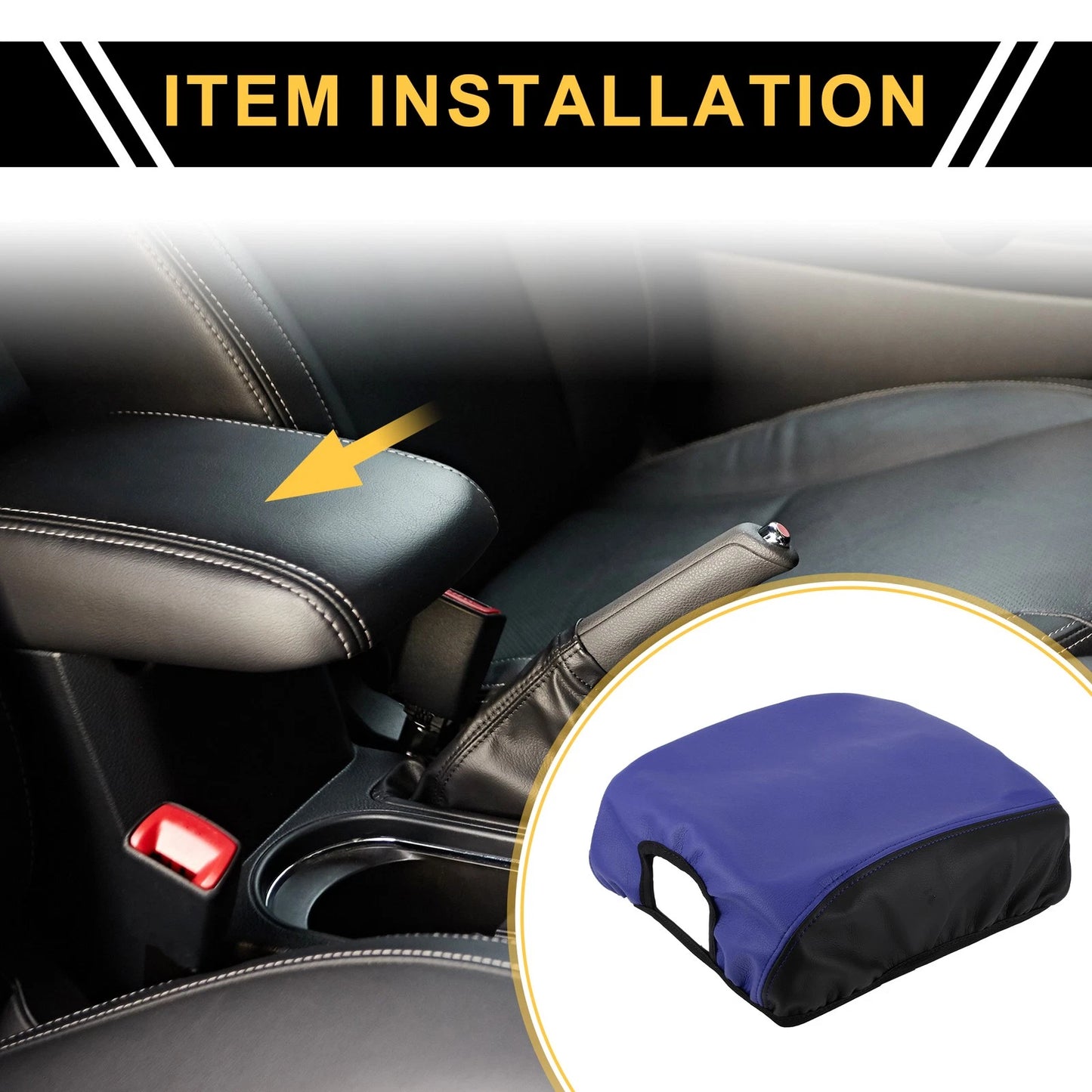Center Console Lid Armrest Cover for Ford F-150 2015-2020 Anti-Scratch Black Blue
