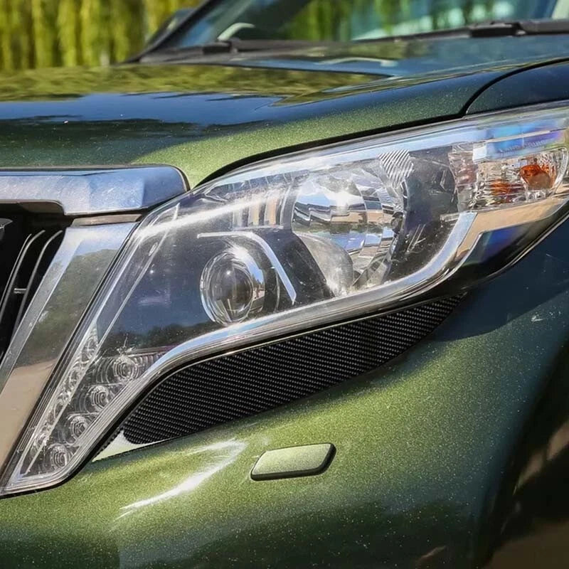 Carbon Fiber Headlight Sticker Eyelie trim fit For Land Cruiser Prado 2014-2017