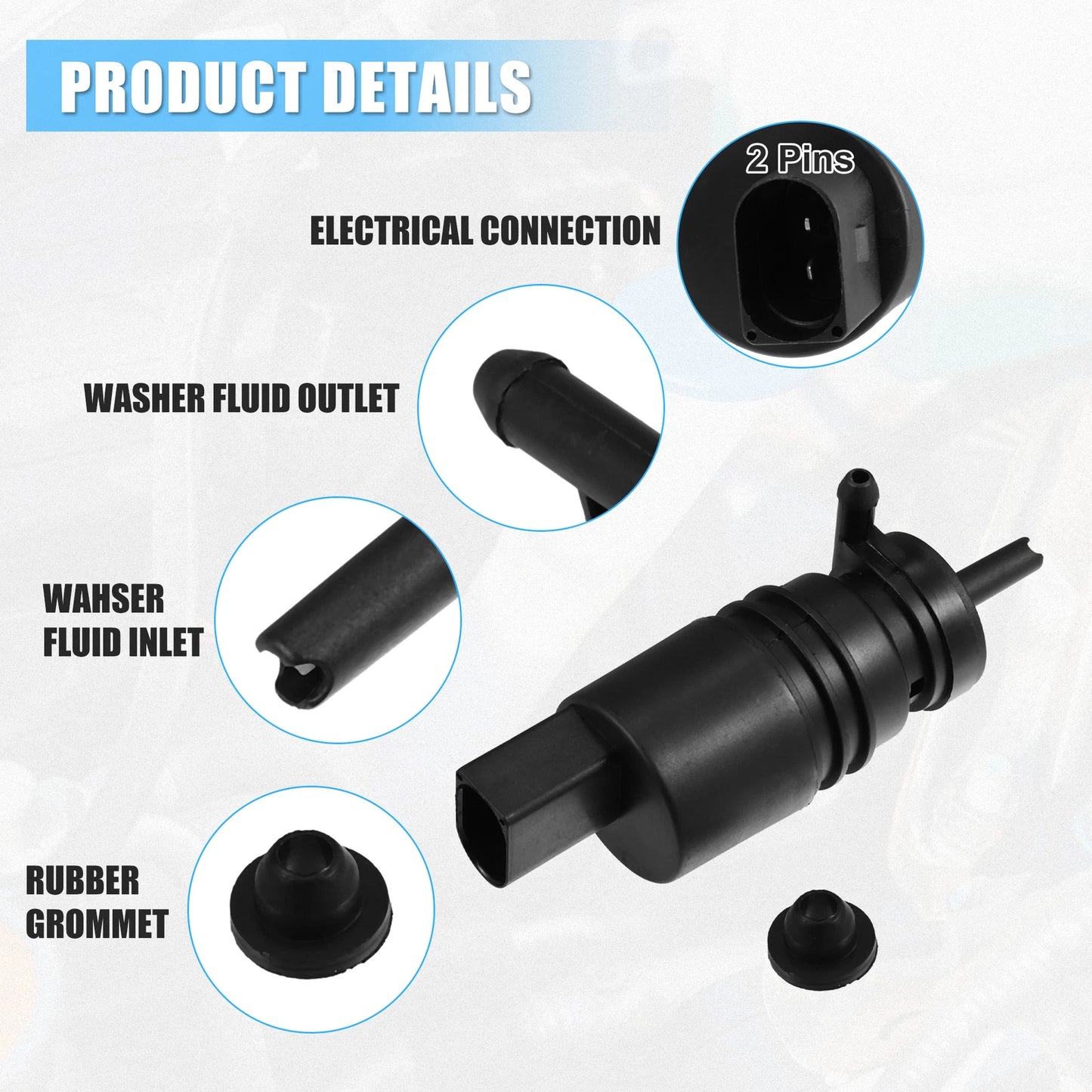Windshield Washer Pump with Grommet for Honda Pilot (2003-2008)