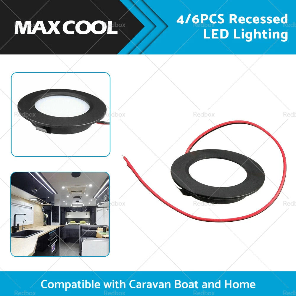4 x 12V Dimmable Spot Lights for Caravan Boat Black Downlight Warm White