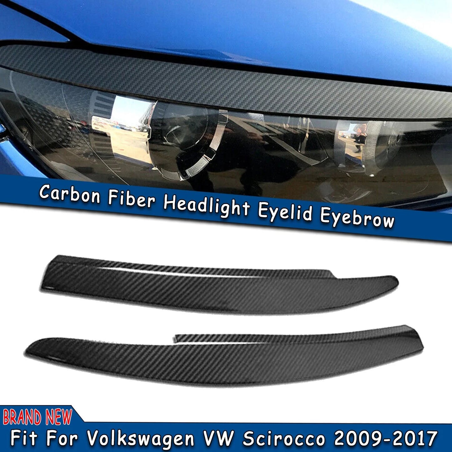 Headlight Eyebrow Eyelid Covers for VW Scirocco (2009-2017) Carbon Fiber
