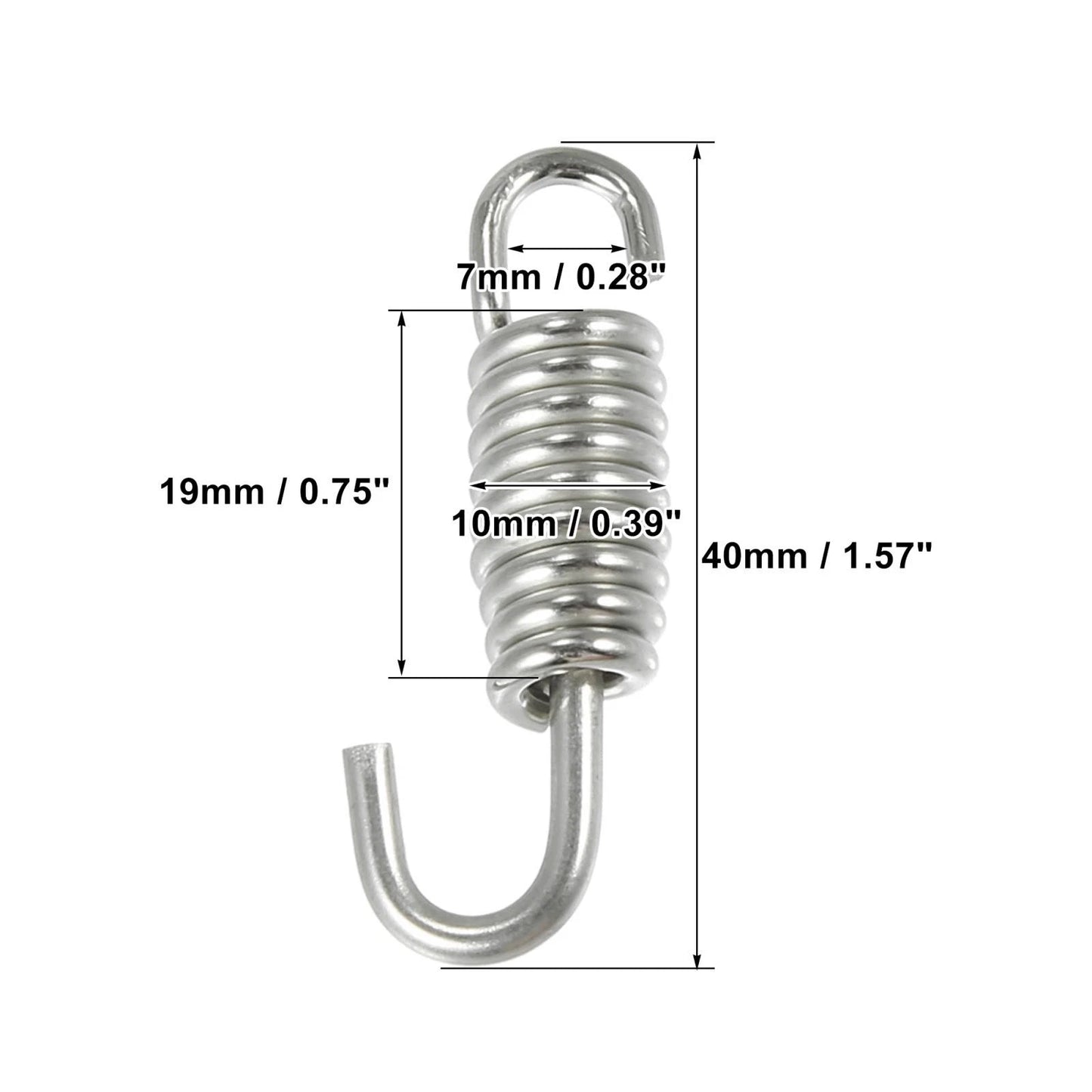 Exhaust Pipe Spring Hook 40mm 1.57" Stainless Steel Silver Tone for Motorcycles