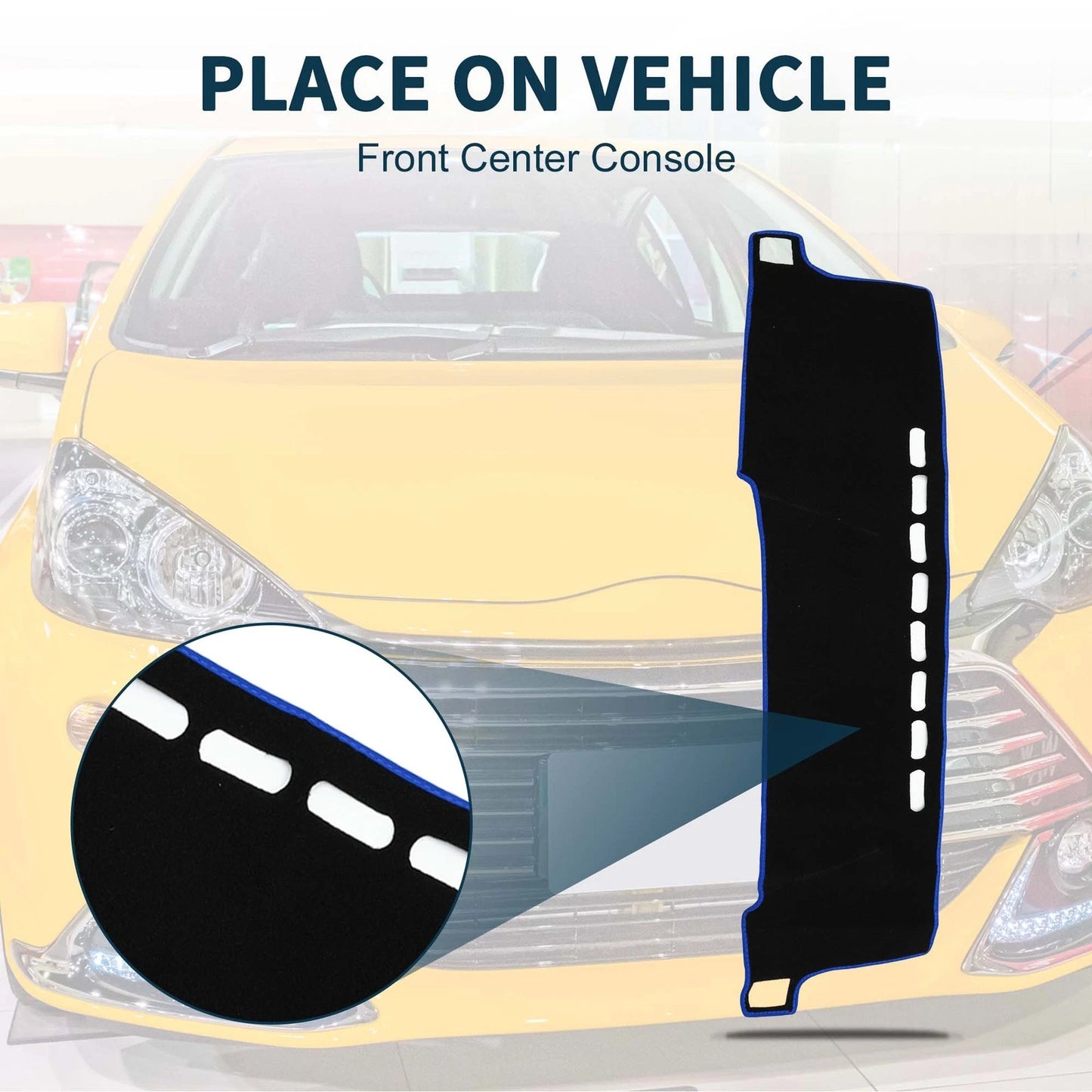 Dashboard Cover Mat for Toyota Aqua (2011-2021) - Black Blue 1 Set