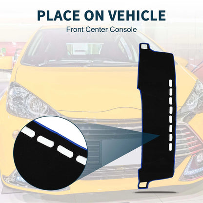 Dashboard Cover Mat for Toyota Aqua (2011-2021) - Black Blue 1 Set