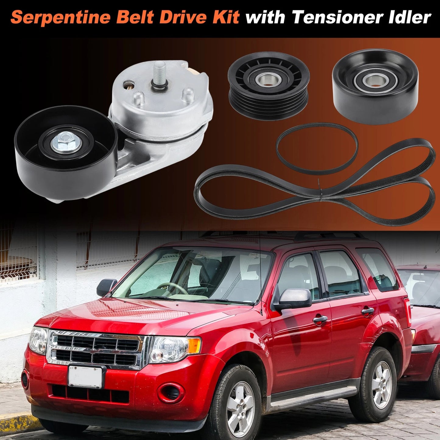 Serpentine Belt Drive Tensioner w/Idler for Ford Fusion (2006-2009)