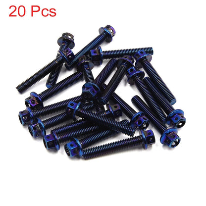 20 x Colorful M6 x 35 Titanium Alloy Hexagon Bolts Clips Screws for Motorcycle