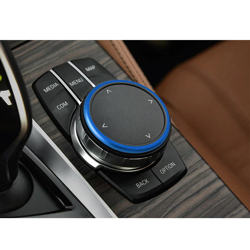 Blue Center Multimedia Controller Knob Cover Ring Trim fit For BMW 5 Serie 2011+