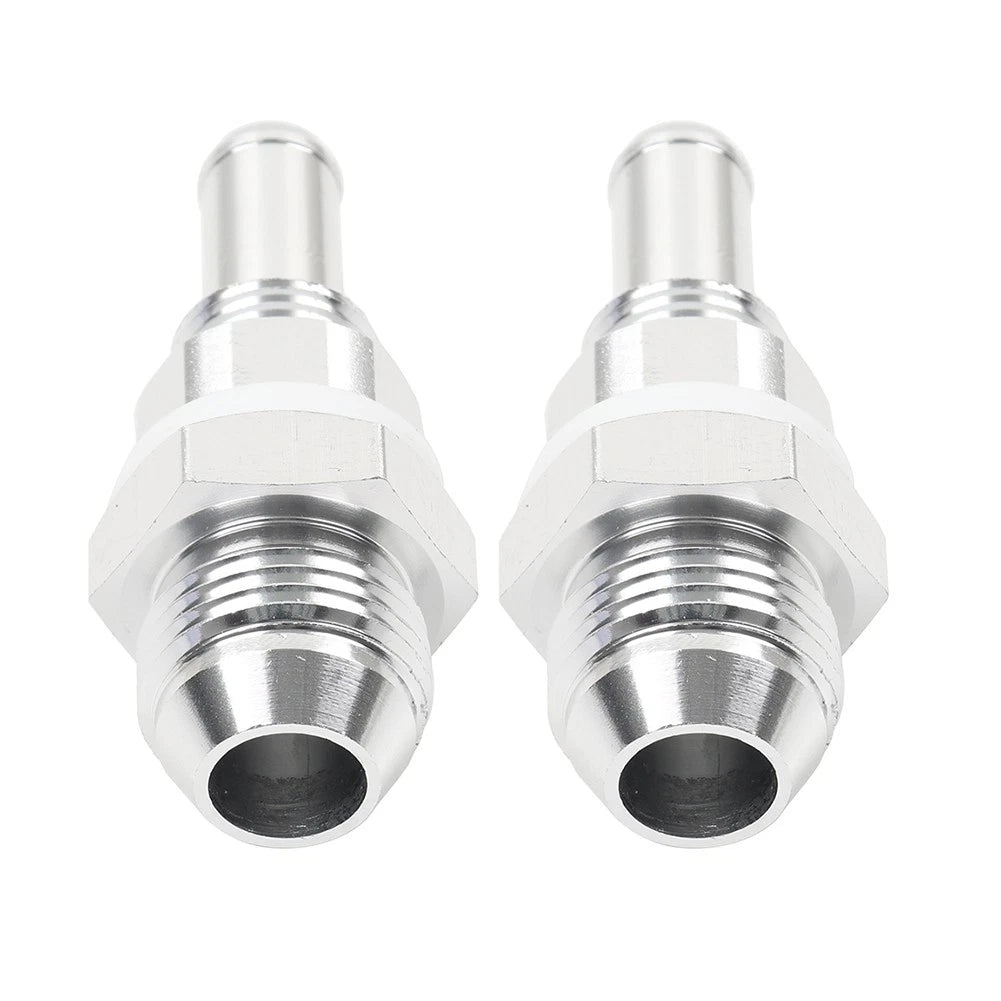 8AN Male Flare Bulkhead to 3/8" Hose Barb Fuel Tank Fittings (Universal) 2 Pcs