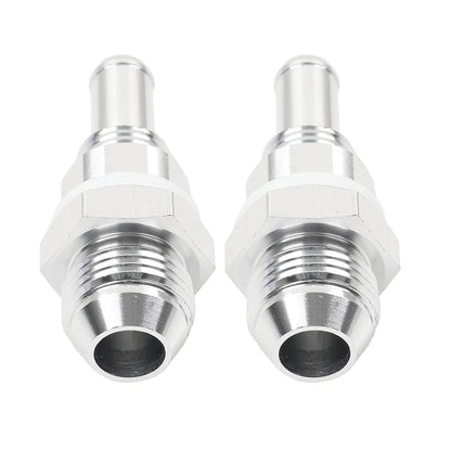 8AN Male Flare Bulkhead to 3/8" Hose Barb Fuel Tank Fittings (Universal) 2 Pcs