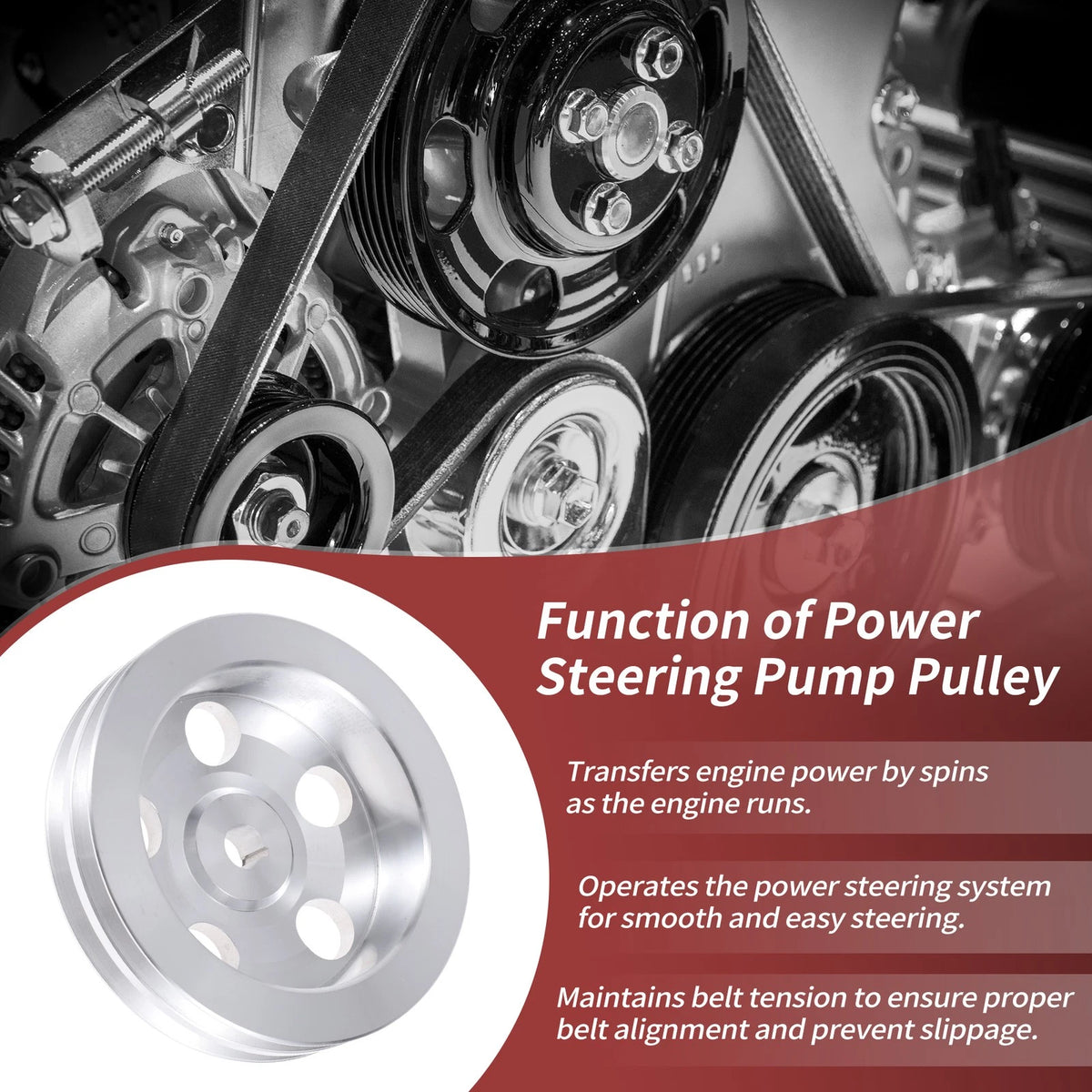 2-Groove Double-Groove Power Steering Pump Pulley for Chevy