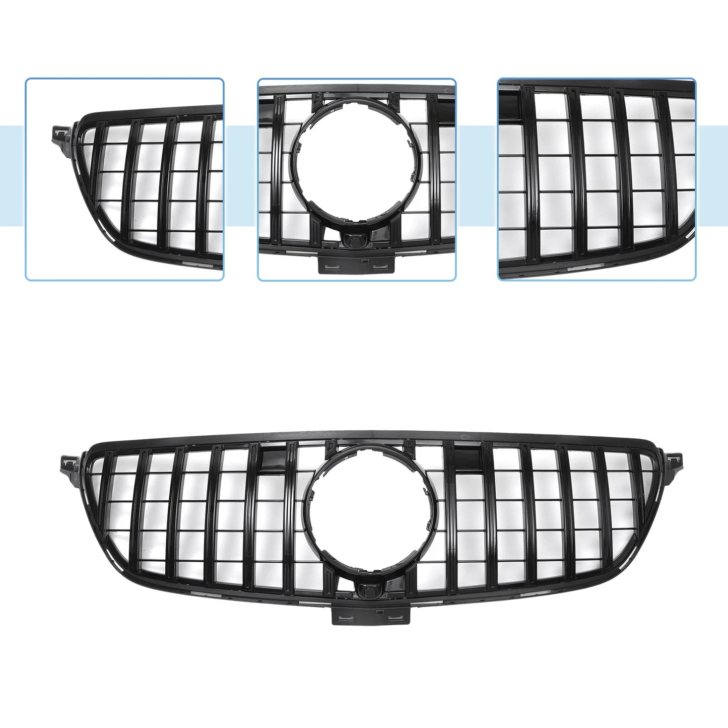 Front Upper Bumper Grille for Mercedes-Benz GLE 2015-2019 Black Grills