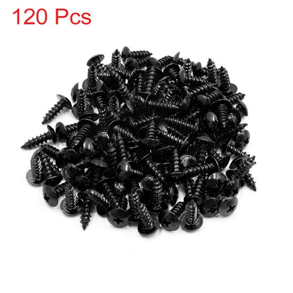 Bolt 120pcs Universal Black Round Cross Head Self-Tapping Screws for Motorcycle
