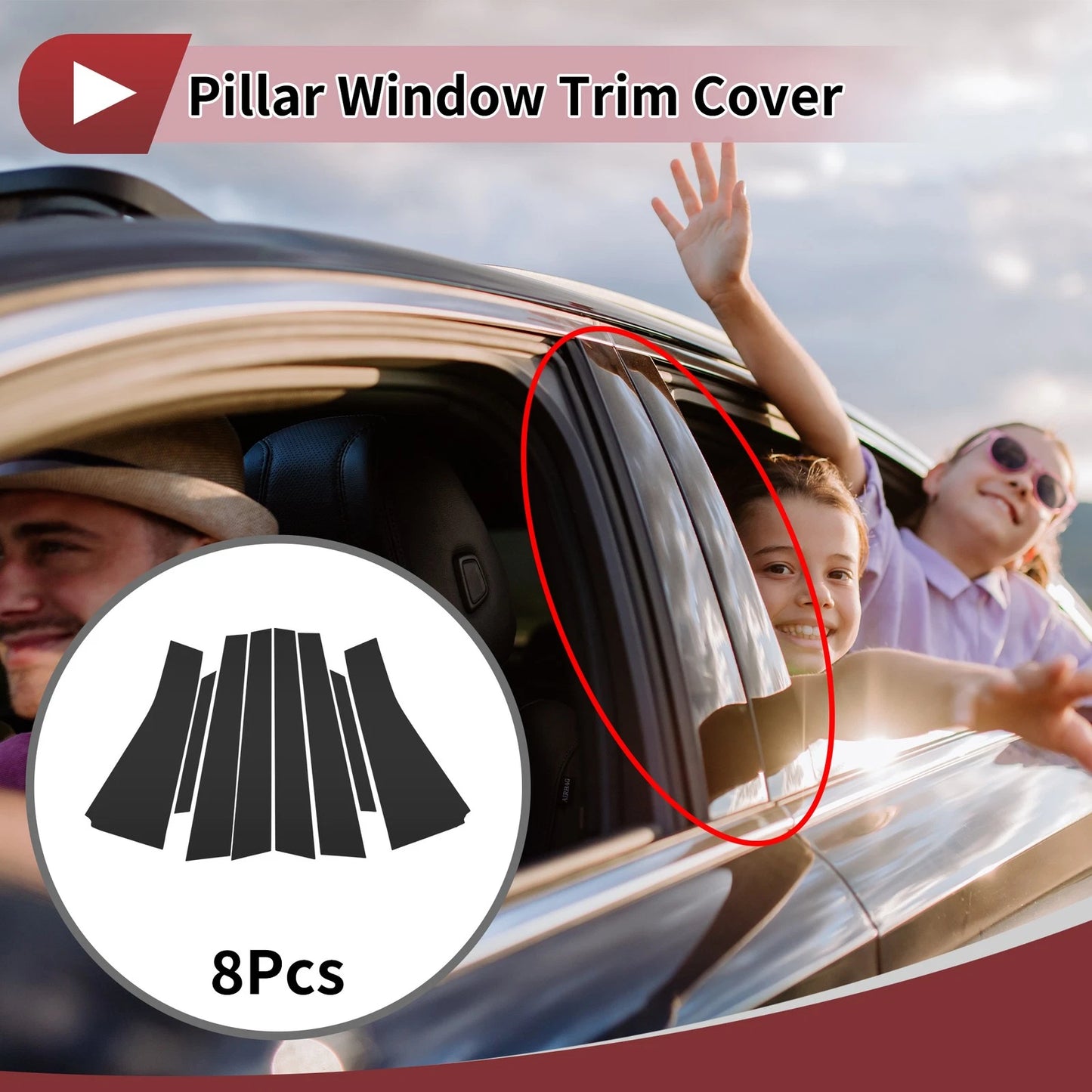 8 Pcs Car Door Pillar Window Trim for Toyota Wish AE20 (2009–2017)