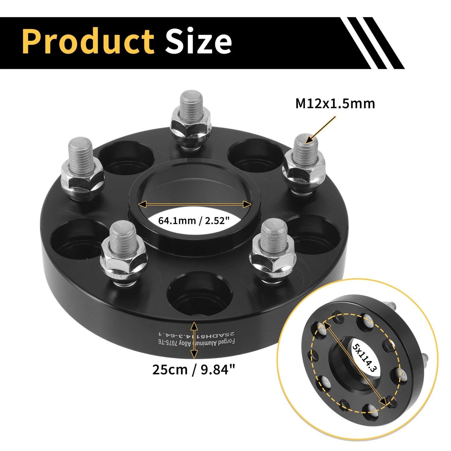 5x114.3mm Wheel Spacers 64.1mm M12x1.5mm for Honda Odyssey, Pilot