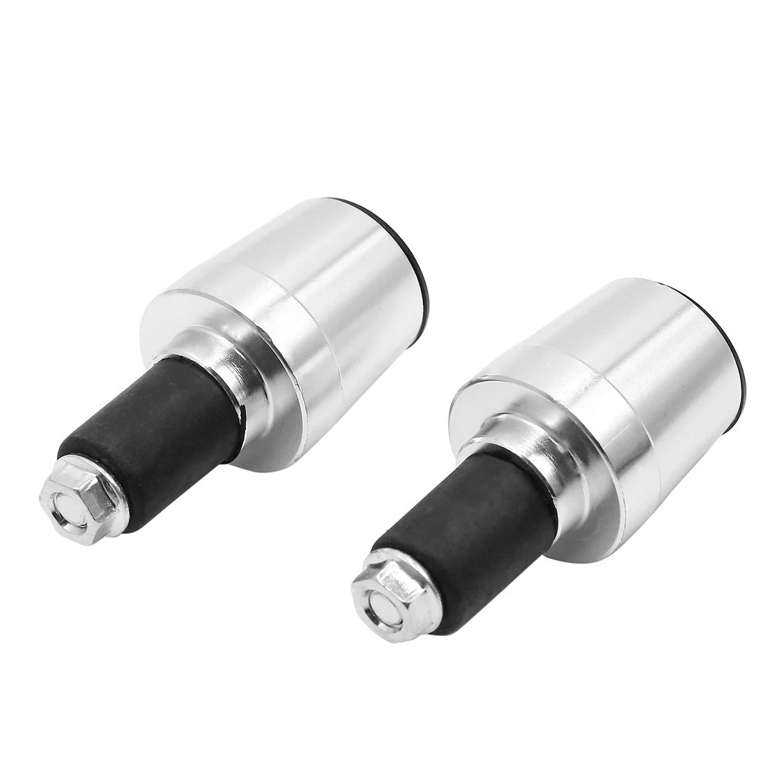 2 x Handlebar End Cap Silver Tone Aluminium for Motorcycle