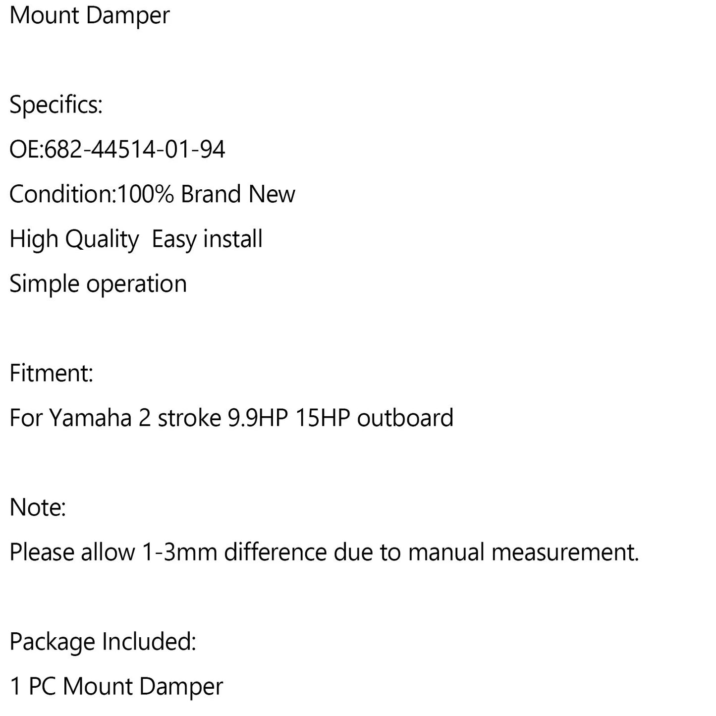 Side Mount Damper for Yamaha 9.9HP, 15HP (1994)