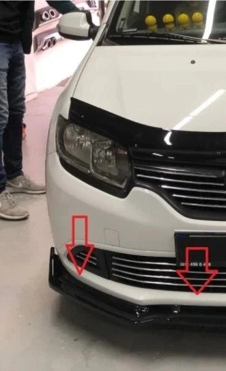 Front Bumper Lip Splitter for Renault Symbol (2013-2019) 3 Pcs