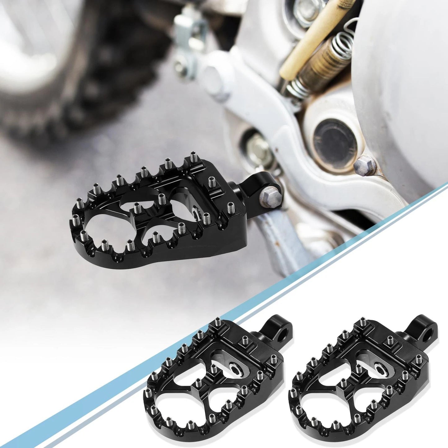 Wide Foot Peg 360 Degree Rotating Aluminum Alloy Footpeg Black for Motorcycle
