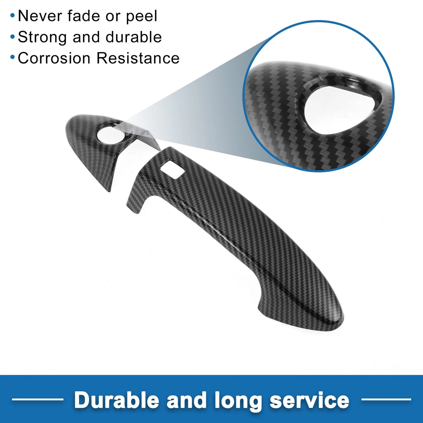 Carbon Fiber Black Door Handle Cover Trim for Ford Fiesta (2011-2019)