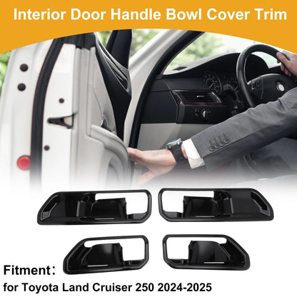 Interior Door Handle Bowl Cover Trim for Toyota Land Cruiser 2024-2025 Black